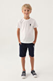 U.S. Polo Assn Lisanslı Printed Krem Erkek Çocuk Bermuda Takım