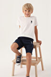 U.S. Polo Assn Lisanslı Printed Krem Erkek Çocuk Bermuda Takım