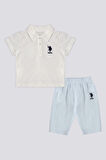 U.S. Polo Assn Lisanslı Button Beyaz Erkek  Bebek Takımı