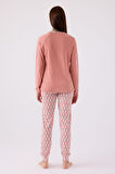 Arnetta Kadın Uzun Kol Pijama Takım AR3072 Retro Pembe