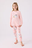 Rolypoly Kız Çocuk Uzun Kol Pijama Takım RP3461 Açık Pembe