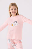 Rolypoly Kız Çocuk Uzun Kol Pijama Takım RP3461 Açık Pembe