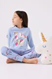 Rolypoly Kız Çocuk Uzun Kol Pijama Takım RP3476 Mavi