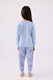 Rolypoly Kız Çocuk Uzun Kol Pijama Takım RP3476 Mavi