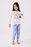 Rolypoly Kız Çocuk Uzun Kol Pijama Takım RP3477 Krem