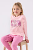Us Polo Kız Çocuk Uzun Kol Pijama Takım US1984 Açık Pembe