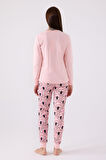 Rolypoly Kadın Pembe Uzun Kol Pijama Takım