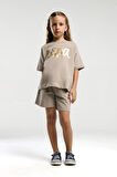 Kız Çocuk Krem Şort Takım