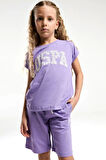 KIZ ÇOCUK BERMUDA TAKIM - KOYU LİLA