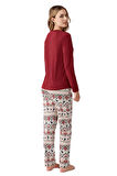 Arnetta Kadın Kırmızı Uzun Kollu Pijama Takımı 3452-S 