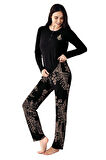 Arnetta Kadın Siyah Battal Beden Pijama Takımı 3439-X 