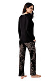 Arnetta Kadın Siyah Battal Beden Pijama Takımı 3439-X 