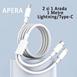 İkisi Bir Arada Çoklu Şarj ve Data Veri Aktarma Kablosu iphone ve Android ile Uyumlu Lightning Type-C 5A 