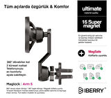İBERRY MAGLOCK ARM 5 KLİPSLİ MAGSAFE ARAÇ İÇİ TELEFON TUTUCU