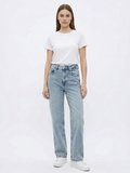 Danıca L Yüksek Bel Geniş Paça Mid Indigo Jean Pantolon