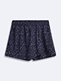 Çiçek Desenli Basic Mini Lacivert Şort
