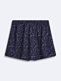 Çiçek Desenli Basic Mini Lacivert Şort