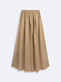 Basic Midi Uzun Bej Etek
