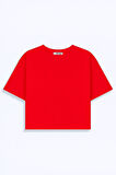 Kısa Kollu Sıfır Yaka Basıc Kırmızı T-shırt