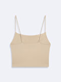 İnce Askılı Basic Crop Bej Atlet