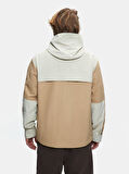 Kapüşonlu Blok Renkli Rüzgarlık Karışık Mont