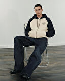 Uzun Kollu Kapüşonlu Slogan Baskılı Lacivert Sweatshırt