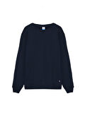 Uzun Kollu Sıfır Yaka Basic Lacivert Sweatshırt