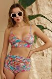 Bikini Takımı Yüksek Bel Toparlayıcı Pastel Renkli