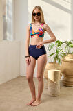 Bikini Takımı Kruvaze Toparlayıcı Lacivert Renk Paletli