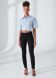 Denim Trip Normal Bel Dar Paça Skinny Fit Siyah Kadın Denim Pantolon DT10087ANISA Skinny Fit Normal Bel