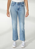 Denim Trip Yüksek Bel Geniş Paça Standart Açık İndigo Kadın Denim Pantolon DT10277 ROSIE Bootcut Fit Yüksek Be
