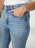 Denim Trip Yüksek Bel Geniş Paça Standart Açık İndigo Kadın Denim Pantolon DT10277 ROSIE Bootcut Fit Yüksek Be