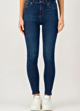 Denim Trip Yüksek Bel Dar Paça Skinny Fit Koyu İndigo Kadın Denim Pantolon DT10890