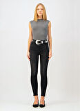 Denim Trip Yüksek Bel Dar Paça Skinny Fit Koyu İndigo Kadın Denim Pantolon DT10898