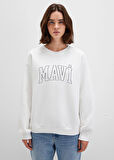 Mavi Bisiklet Yaka Ekru Kadın Sweatshırt DMK.M1611192-70057-MAVI LOGO SWEATSHIRT