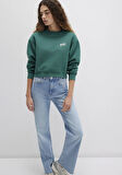 Mavi Logo Baskılı Yeşil Crop Sweatshirt 1611601-71874