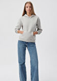 Mavi Kapüşonlu Gri Basic Sweatshirt 167299-70074