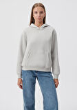 Mavi Kapüşonlu Gri Basic Sweatshirt 167299-70074