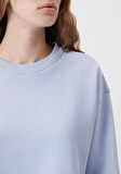 Bisiklet Yaka Mavi Basic Crop Sweatshirt 1611147-85385