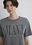 Mavi Logo Baskılı Gri Tişört 1611990-70122