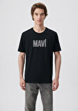Mavi Logo Baskılı Siyah Tişört 066842-900