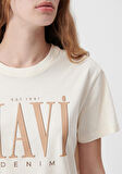 Mavi Logo Baskılı Bej Tişört 1611990-70008