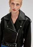 Mavi Siyah Suni Deri Crop Ceket 1110375-900