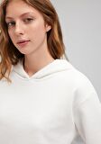 Mavi Kapüşonlu Beyaz Basic Sweatshirt 167299-70057