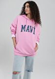 Mavi Logo Baskılı Kapüşonlu Pembe Sweatshirt 1600361-71038