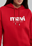 Mavi Logo Baskılı Kapüşonlu Kırmızı Sweatshirt 168334-35476