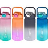 Vagonlife VGN2213-T Pembe-Turkuaz 1500ML Pipetli/pipetsiz Kullanım Çift Renk Softtouch Motivasyon Matarası