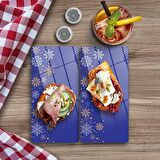 Decovetro Cam Kahve Sofra Sunum Tablası 2'li Set Mor Kar Tanesi Desenli 30 x 15 cm