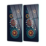 Decovetro Cam Kahve Sofra Sunum Tablası 2'li Set Lacivert Şekil Desenli 30 x 15 cm