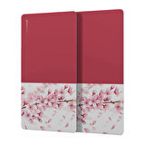Decovetro Cam Kahve Sofra Sunum Tablası 2'li Set Vintage Pembe Çiçekler 30 x 15 cm